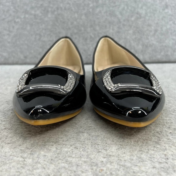 Miqibili  Buckle Toe Slip On Flat - Black Patent -Women Size 8.5 *NEW - Picture 3 of 14